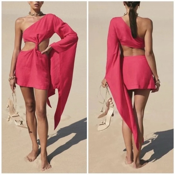 Cult Gaia Lucienne One Shoulder Cut Out Mini Dress - Picture 1 of 8